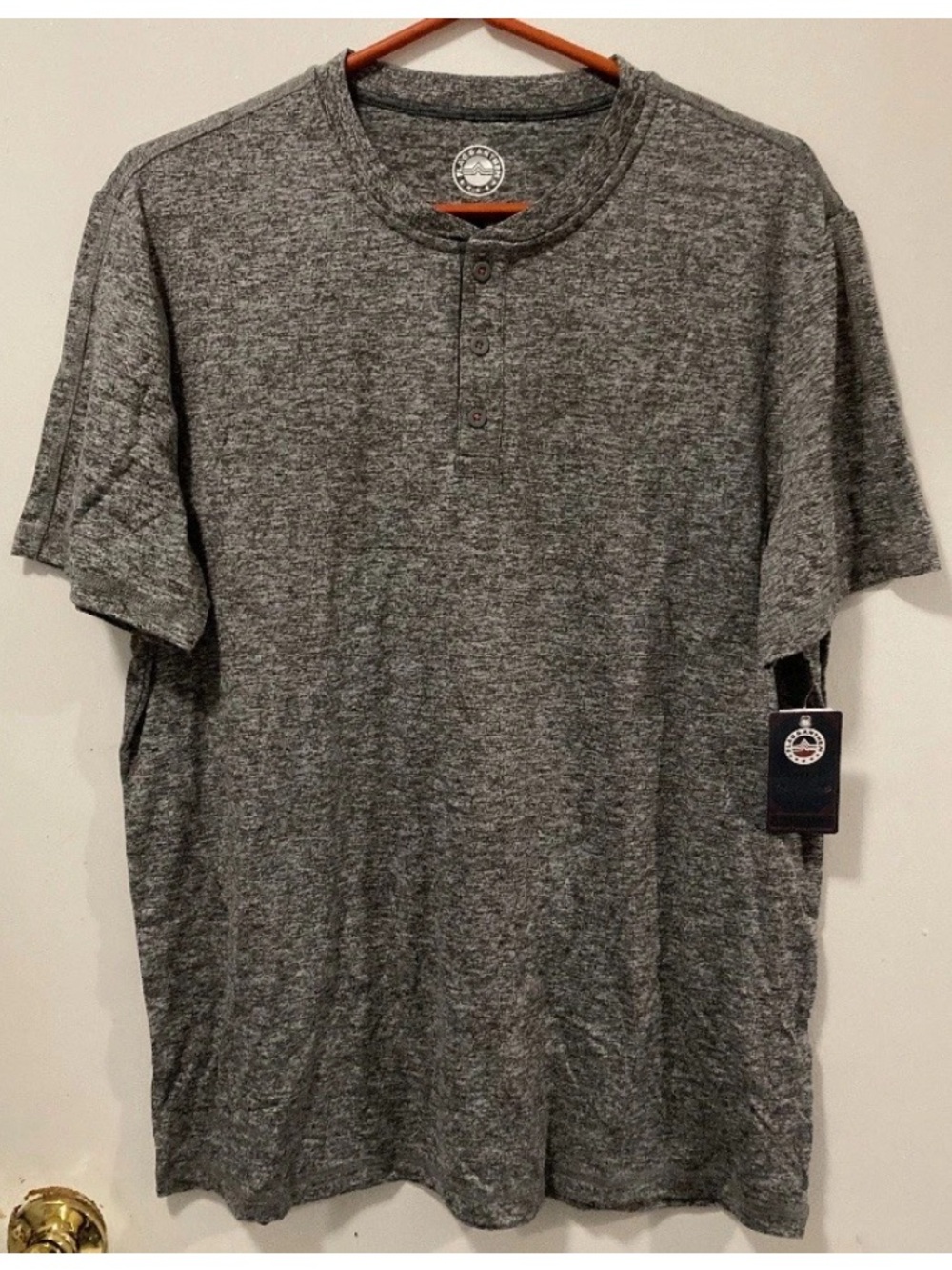 Flag & Anthem MadeFlex Men’s Grey Short Sleeve Henley Tee Shirt Size Medium M